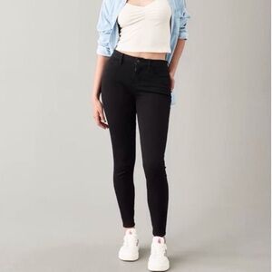 American Eagle 8 Long High Rise Jeggings Womens Black Skinny Jeans Dream Stretch